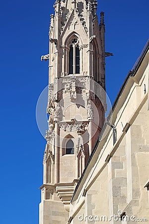 Tower of Convent of the Order of St Clare Nuns Poor Clares on Farska street in Bratislava, Slovakia Stock Photo