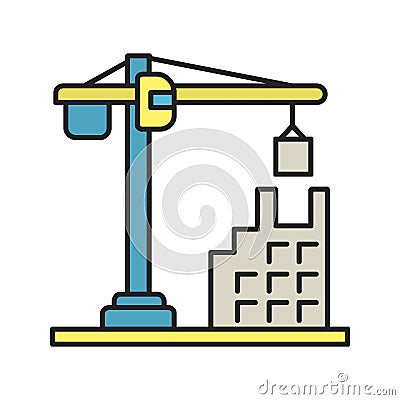 Tower crane color icon Vector Illustration