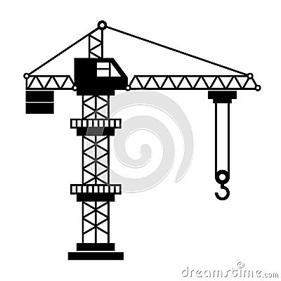 Tower Crane Icon in White Background. Vector Vector Illustration