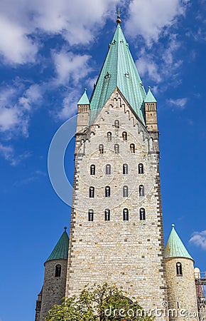 Tower of the Dom church of Paderborn Stock Photo