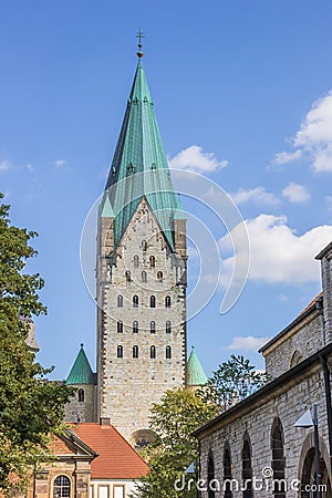 Tower of the Dom church of Paderborn Stock Photo