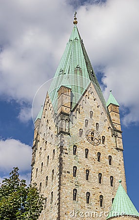 Tower of the Dom church of Paderborn Stock Photo