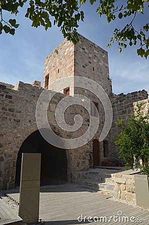 Tower with enterance in Bodrum castle. Bodrum Castle marina view Kalesi, located in Bodrum Stock Photo