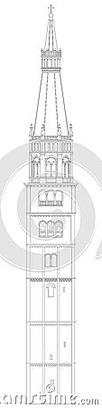 Tower of Ghirlandina, Modena, Italy, Unesco Vector Illustration