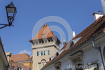 Tower of Heroes in the old town of Koszeg Stock Photo