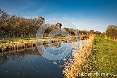 The Tower hide on the banks of Burwell Lode Stock Photo