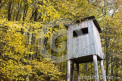 Tower hide for birdwatching Stock Photo