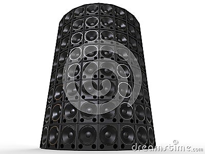 Tower of hifi woofer speakers Stock Photo
