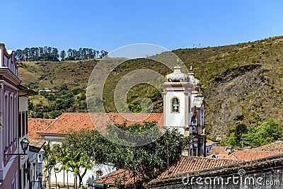 Tower of historic baroque church Stock Photo