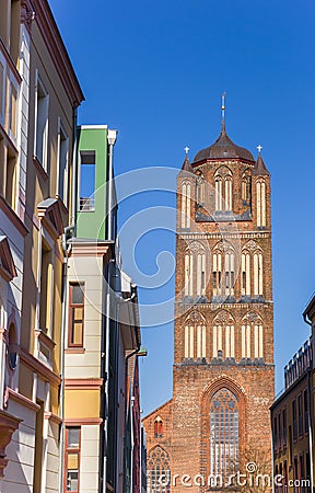 Tower of the Historic Jacobi church in Stralsund Stock Photo
