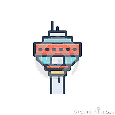 Color illustration icon for Tower, steeple and spire Cartoon Illustration