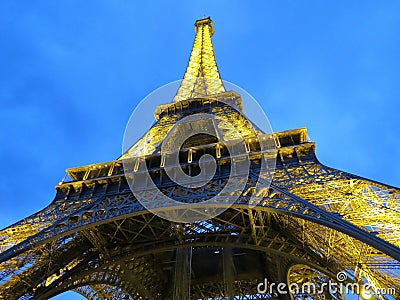 Tower with illumination in the evening, Paris, France Editorial Stock Photo