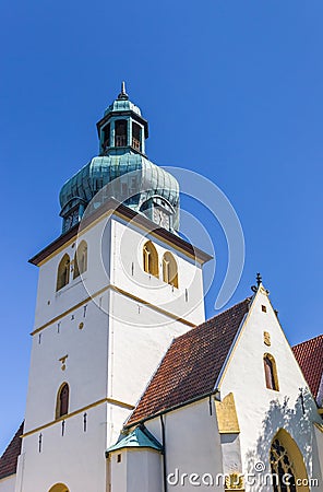 Tower of the Jacobi church in Herford Stock Photo