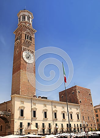 Tower Lamberti in city Verona, Italy Stock Photo