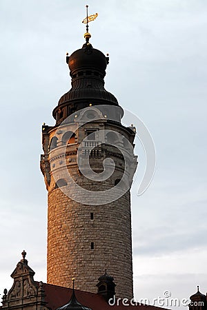 Tower of Leipzig Town Hall. Saxony, Germany. Stock Photo