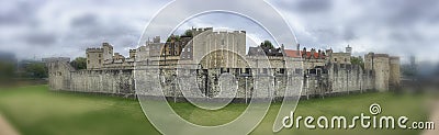 The Tower of London panoramic view of a cloudy day Editorial Stock Photo