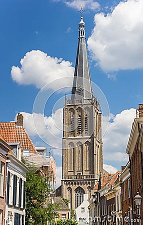 Tower of the Martini church and old houses in Doesburg Stock Photo