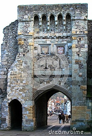 Winchester City , England , the gate , medieval gate pass trough Editorial Stock Photo