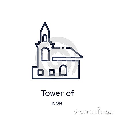 tower of nevyansk in russia icon from monuments outline collection. Thin line tower of nevyansk in russia icon isolated on white Vector Illustration