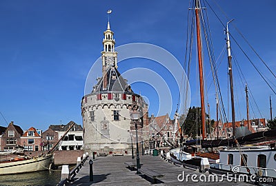 Tower in the old harbor in Hoorn, Holland Editorial Stock Photo