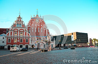 Latvia,Riga old town. Central square Editorial Stock Photo