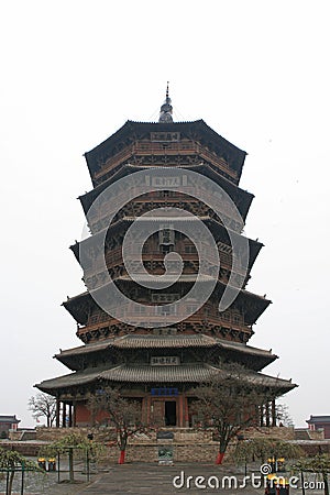 tower (pagoda) at the fogong temple in yingxian (china) Stock Photo