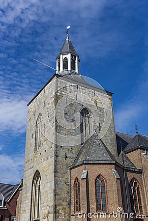 Tower of the Pancratius basilica on the market square of Tubbergen Stock Photo