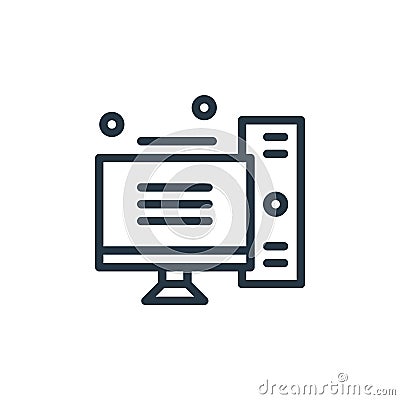 tower pc icon vector from hardware network concept. Thin line illustration of tower pc editable stroke. tower pc linear sign for Vector Illustration