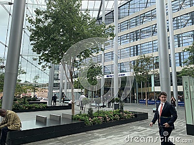 Tower Place modern offices in London with its glass atrium made by Foster and Partners Architects Editorial Stock Photo