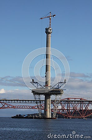 Tower of Queensferry Crossing Stock Photo