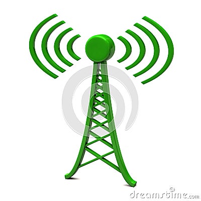 Tower with radio waves Stock Photo