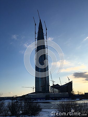 Tower-skyscraper Lahta Center Stock Photo