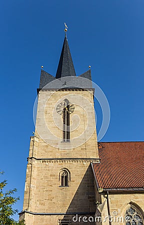 Tower of the St. Servatius church in Duderstadt Stock Photo