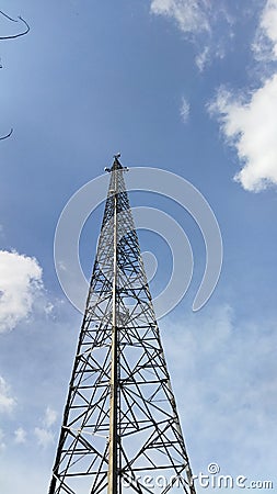 tower telecommunications and blue sky in the morning Stock Photo
