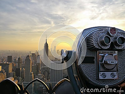 Tower viewer telescope binoculars over looking the New York City skyline Editorial Stock Photo