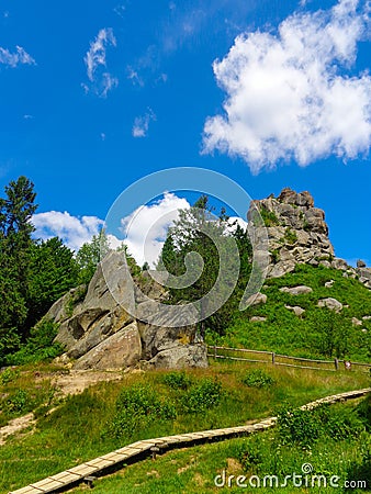 Beautiful summer mountain ponarama of the Carpathian mountains. Stock Photo