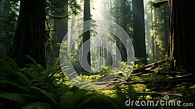 Towering redwood forest. Generative Ai.NO.02 Stock Photo