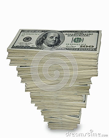 Towering stack of cash. Stock Photo