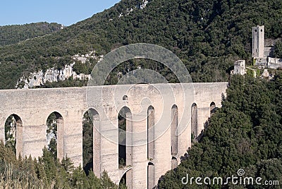 The Towers Bridge. Umbria, Spoleto, Italy Stock Photo