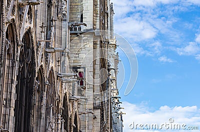 Towers and gargoyles of Notre Dame Stock Photo