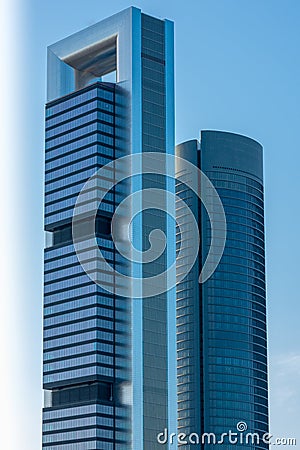 Towers in Madrid skyline, Spain Stock Photo