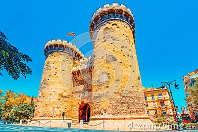 Towers of Quart Torres de Quart is one of the twelve gates ,of Editorial Stock Photo