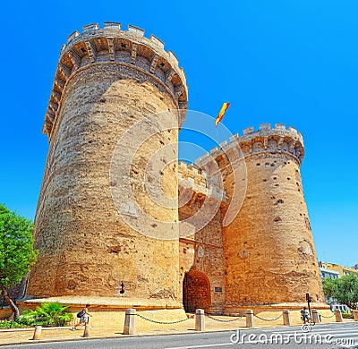 Towers of Quart Torres de Quart is one of the twelve gates ,of Editorial Stock Photo