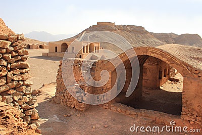 The towers of silence near Yazd, Iran. Stock Photo