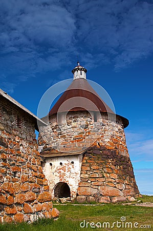 Towers of Solovetsky Monastery Stock Photo