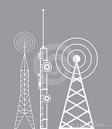 Towers telecommunication television radio Vector Illustration