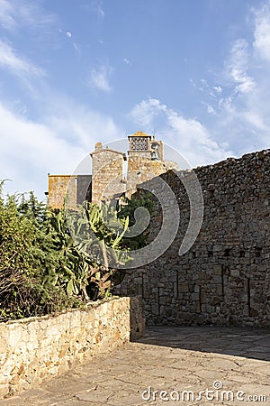 Walls of the medieval town of pals on the costa brava a sunny summer day Stock Photo