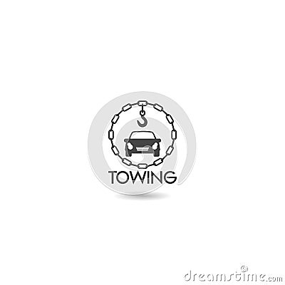 Towing car evacuation icon with shadow Vector Illustration