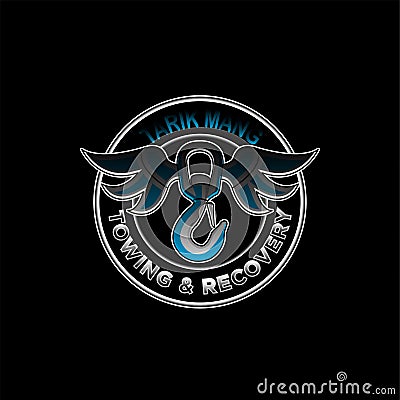 TOWING & RECOVERY logo design Vector Illustration