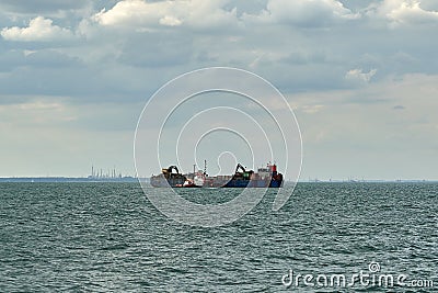 Towing ship The Selina with the Great Britain flag Editorial Stock Photo
